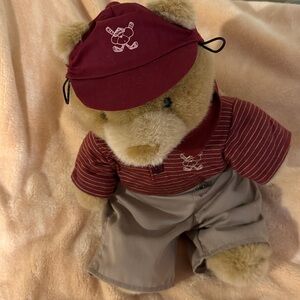 Vintage Tan Build-A-Bear Bear Teddy with Red Shirt and Tan Pants